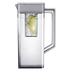 Samsung Bespoke Standard-Depth Family Hub 29.8-cu ft 3 -Door Smart Compatible French Door Refrigerator with Dual Ice Maker with Water Dispenser and Door within Door ( White Glass Top with Matte Grey Glass Bottom Panel ) ENERGY STAR Certified