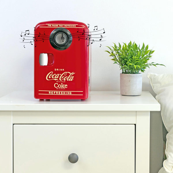 Coca-Cola 4L Cooler/Warmer w/ Bluetooth Speaker 0.14-cu ft Mini Fridge ( Red, Black )