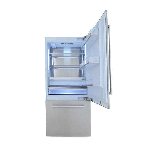 Kucht 19.8-cu ft Counter-Depth Built-In Bottom-Freezer Refrigerator with Ice Maker ( White ) ENERGY STAR Certified