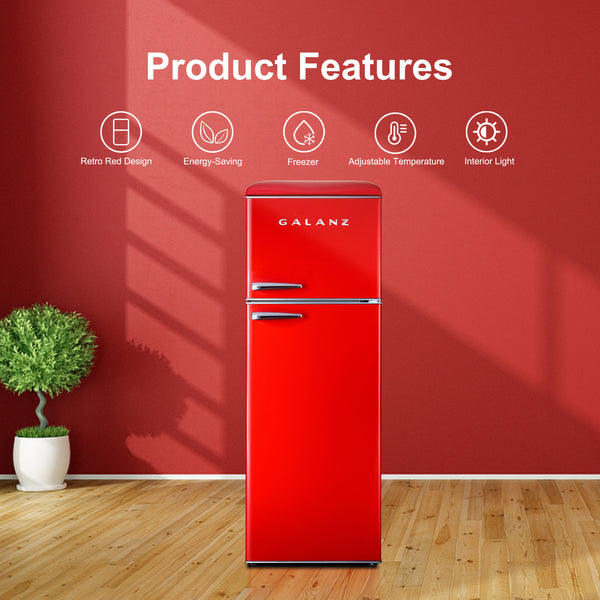 Galanz 12.0-cu ft Counter-Depth Top-Freezer Refrigerator ( Hot Rod Red ) ENERGY STAR Certified