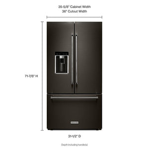 KitchenAid Counter-Depth 23.8-cu ft 3 -Door French Door Refrigerator with Ice Maker with Water and Ice Dispenser ( Black Stainless Steel with PRINTSHIELD Finish )