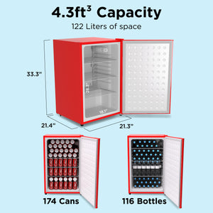 SnowLion Premium 122L Solid Door Undercounter 4.3-cu ft Mini Fridge ( Red ) Garage Ready