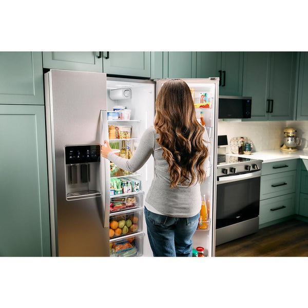 Whirlpool 20.85-cu ft Counter-Depth Side-by-Side Refrigerator with Ice Maker ,Water and Ice Dispenser ( Black Stainless Finish )
