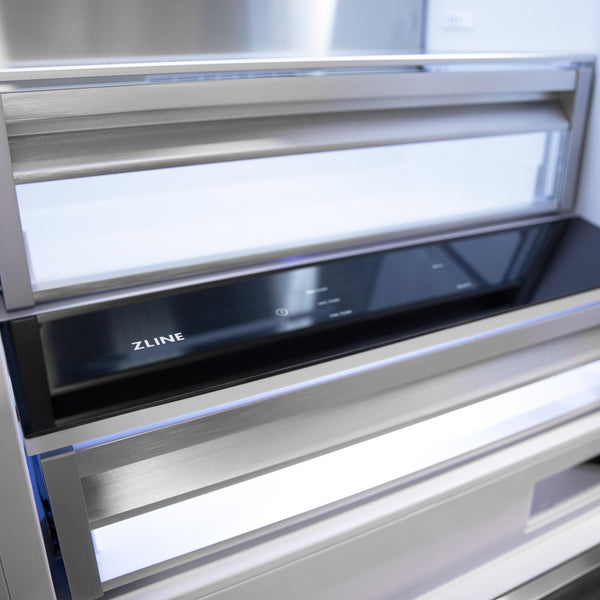 ZLINE KITCHEN & BATH Autograph Edition 16.1-cu ft Counter-Depth Built-In Bottom-Freezer Refrigerator with Ice Maker ( Stainless Steel with Champagne Bronze Handles ) ENERGY STAR Certified