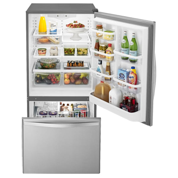 Whirlpool 22.07-cu ft Standard-Depth Bottom-Freezer Refrigerator with Ice Maker ( Stainless Steel ) ENERGY STAR Certified