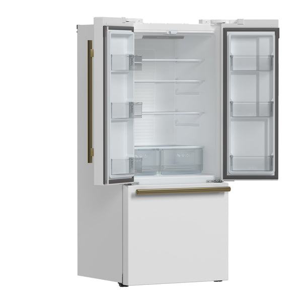 FORNO Counter-Depth Espresso Gallipoli 17.5-cu ft 3 -Door French Door Refrigerator with Ice Maker with Ice Dispenser ( White ) ENERGY STAR Certified