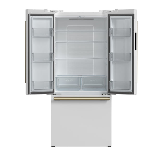 FORNO Counter-Depth Espresso Gallipoli 17.5-cu ft 3 -Door French Door Refrigerator with Ice Maker with Ice Dispenser ( White ) ENERGY STAR Certified