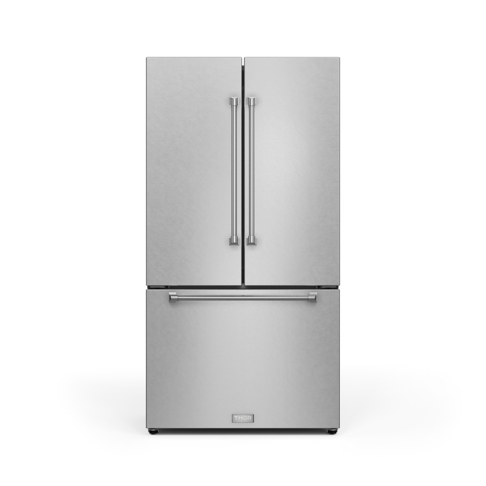 Thor Kitchen Counter-Depth Gordon Ramsay Series 20.3-cu ft 3 -Door French Door Refrigerator with Ice Maker with Ice Dispenser ( Stainless Steel with Navy Accents ) ENERGY STAR Certified