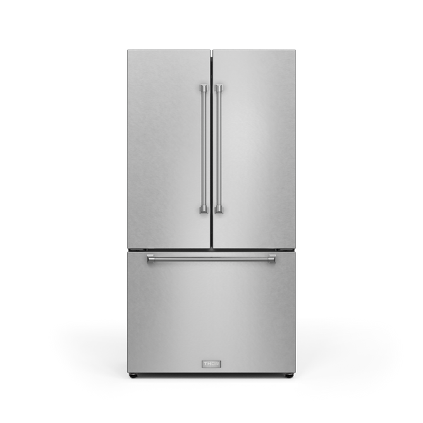 Thor Kitchen Counter-Depth Gordon Ramsay Series 20.3-cu ft 3 -Door French Door Refrigerator with Ice Maker with Ice Dispenser ( Stainless Steel with Navy Accents ) ENERGY STAR Certified