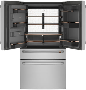 Cafe Counter-Depth 22.3-cu ft 4 -Door Smart Compatible French Door Refrigerator with Ice Maker with Water and Ice Dispenser ( Stainless Steel ) ENERGY STAR Certified