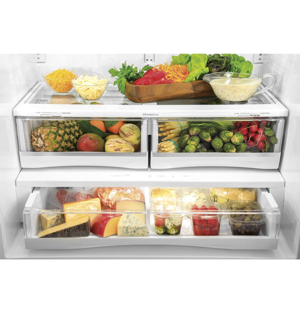 GE Profile Counter-Depth 23.1-cu ft 3 -Door French Door Refrigerator with Ice Maker with Water Dispenser ( Stainless Steel ) ENERGY STAR Certified