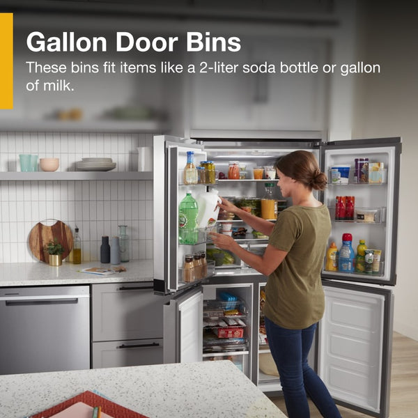 Whirlpool Counter-Depth 19.4-cu ft 4 -Door French Door Refrigerator with Ice Maker ( Fingerprint-Resistant Stainless Finish ) ENERGY STAR Certified