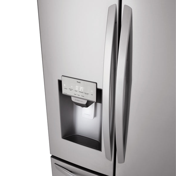 LG Standard-Depth 27.7-cu ft 3 -Door Smart Compatible French Door Refrigerator with Ice Maker with Water and Ice Dispenser ( Printproof Stainless Steel ) ENERGY STAR Certified