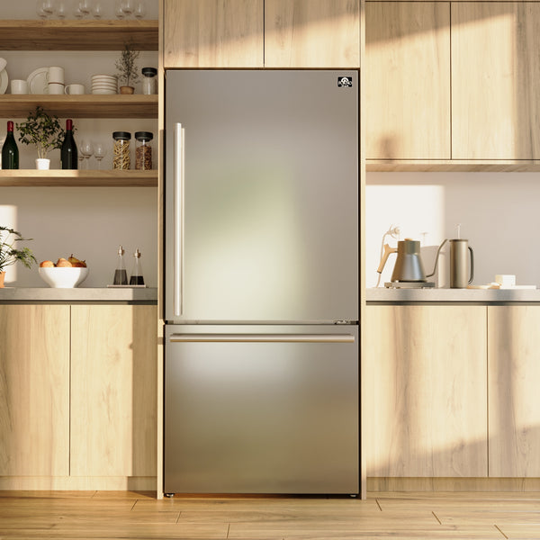 FORNO Milano Espresso 17.2-cu ft Counter-Depth Bottom-Freezer Refrigerator Stainless Steel ) ENERGY STAR Certified