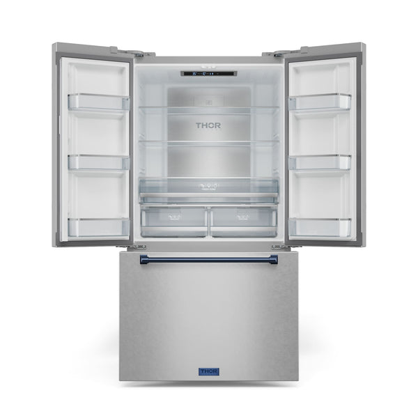 Thor Kitchen Counter-Depth Gordon Ramsay Series 20.3-cu ft 3 -Door French Door Refrigerator with Ice Maker with Ice Dispenser ( Stainless Steel with Navy Accents ) ENERGY STAR Certified