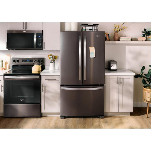 Whirlpool Counter-Depth 20-cu ft 3 -Door French Door Refrigerator with Ice Maker ( Black Stainless Steel ) ENERGY STAR Certified