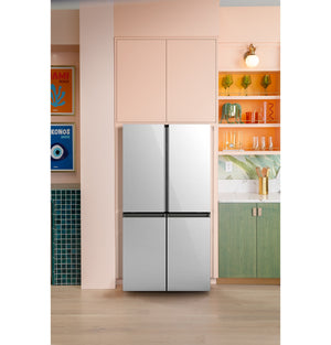 Cafe Standard-Depth 27.4-cu ft 4 -Door Smart Compatible French Door Refrigerator with Ice Maker with Water Dispenser ( Platinum Glass ) ENERGY STAR Certified