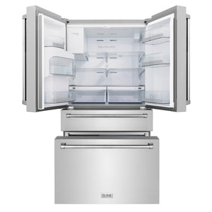 ZLINE KITCHEN & BATH Counter-Depth 21.6-cu ft 4 -Door French Door Refrigerator with Ice Maker with Water Dispenser ( Fingerprint Resistant Stainless Steel ) ENERGY STAR Certified