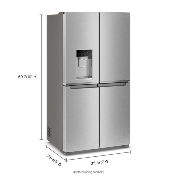 Whirlpool Counter-Depth 19.2-cu ft 4 -Door French Door Refrigerator with Ice Maker with Water and Ice Dispenser ( Fingerprint Resistant Stainless Steel )