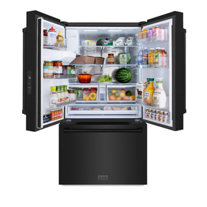ZLINE KITCHEN & BATH Standard-Depth 28.9-cu ft 3 -Door French Door Refrigerator with Ice Maker with Water and Ice Dispenser ( Black Stainless Steel with Black Stainless Steel Handle ) ENERGY STAR Certified