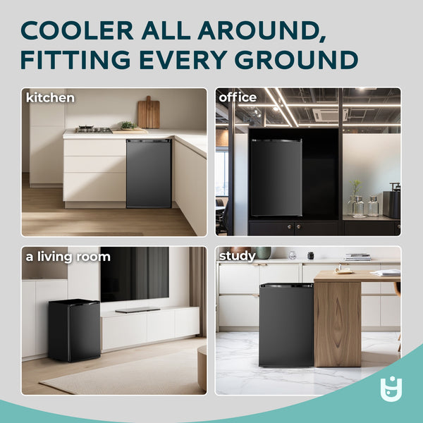 Euhomy 4.4-cu ft Built-In Mini Fridge with Freezer ( Black ) Garage Ready