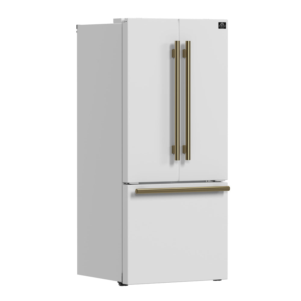 FORNO Counter-Depth Espresso Gallipoli 17.5-cu ft 3 -Door French Door Refrigerator with Ice Maker with Ice Dispenser ( White ) ENERGY STAR Certified