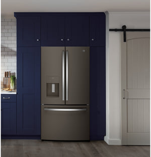 GE Standard-Depth 25.6-cu ft 3 -Door French Door Refrigerator with Ice Maker with Water and Ice Dispenser ( Slate ) ENERGY STAR Certified