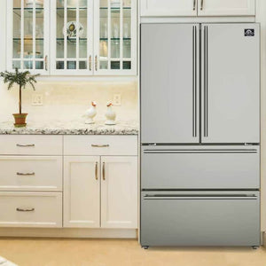 FORNO Counter-Depth Moena 19.2-cu ft 4 -Door French Door Refrigerator with Ice Maker with Ice Dispenser ( Stainless steel )