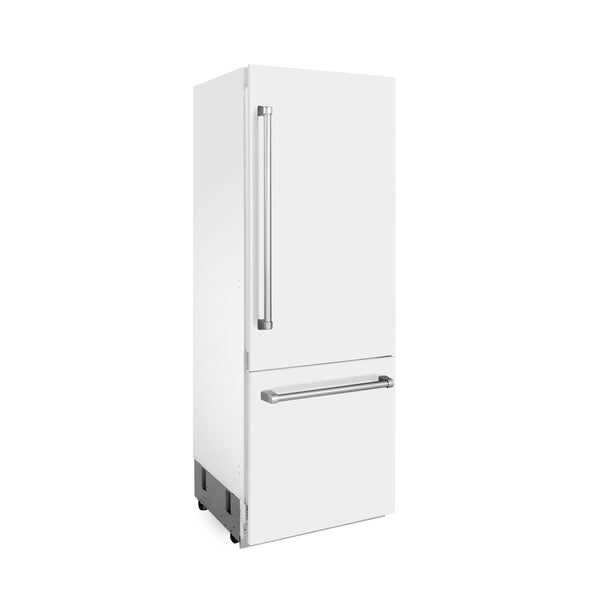 ZLINE KITCHEN & BATH 16.1-cu ft Counter-Depth Built-In Bottom-Freezer Refrigerator with Ice Maker ( Stainless Steel with White Matte Door ) ENERGY STAR Certified