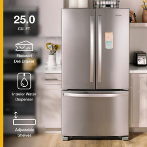 Whirlpool Standard-Depth 25.2-cu ft 3 -Door French Door Refrigerator with Ice Maker ( White ) ENERGY STAR Certified