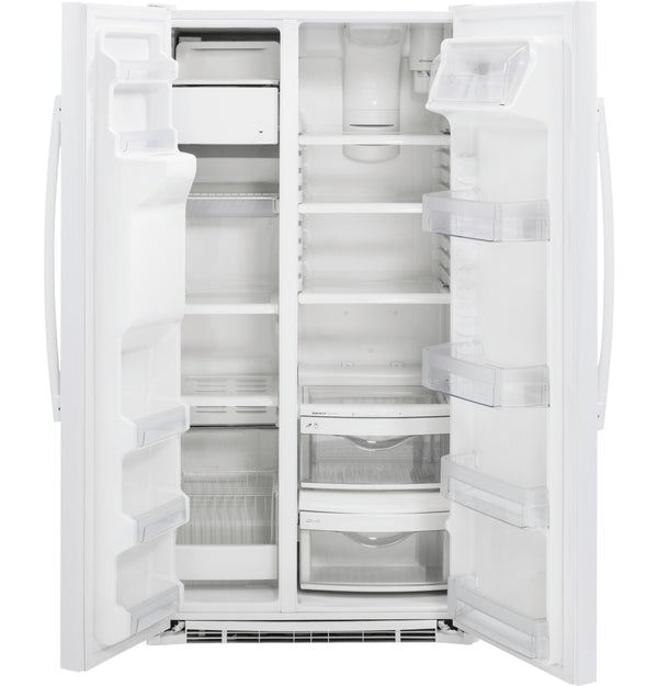 GE 21.9-cu ft Counter-Depth Side-by-Side Refrigerator with Ice Maker ,Water and Ice Dispenser ( White )