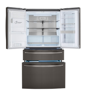 LG Counter-Depth Craft Ice 22.5-cu ft 4 -Door Smart Compatible French Door Refrigerator with Dual Ice Maker with Water and Ice Dispenser and Door within Door ( PrintProof Black Stainless Steel ) ENERGY STAR Certified