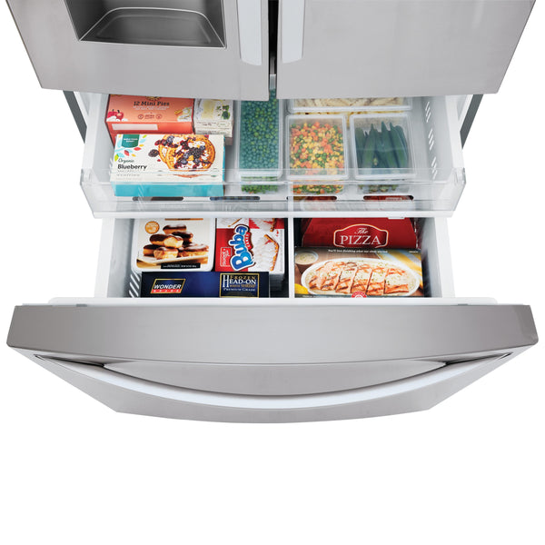LG Standard-Depth 27.7-cu ft 3 -Door Smart Compatible French Door Refrigerator with Ice Maker with Water and Ice Dispenser ( Printproof Stainless Steel ) ENERGY STAR Certified