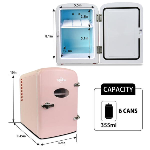Koolatron 4L Retro Portable 6 can personal cooler 0.14-cu ft Mini Fridge ( Pink )