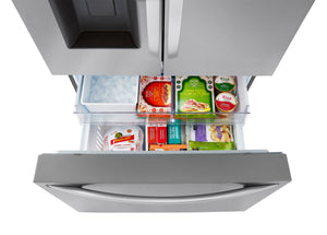 LG Counter-Depth MAX 25.5-cu ft 3 -Door Smart Compatible French Door Refrigerator with Dual Ice Maker with Water and Ice Dispenser ( PrintProof Stainless Steel ) ENERGY STAR Certified