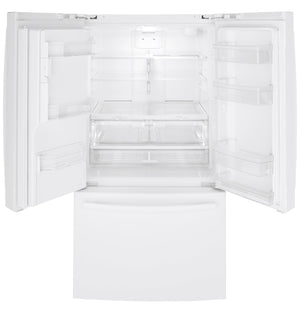 GE Standard-Depth 25.6-cu ft 3 -Door French Door Refrigerator with Ice Maker with Water and Ice Dispenser ( White ) ENERGY STAR Certified