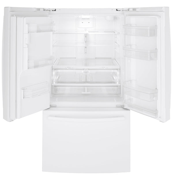 GE Standard-Depth 25.6-cu ft 3 -Door French Door Refrigerator with Ice Maker with Water and Ice Dispenser ( White ) ENERGY STAR Certified