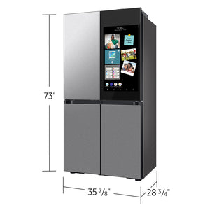 Samsung Bespoke Counter-Depth Family Hub 22.5-cu ft 4 -Door Smart Compatible French Door Refrigerator with Dual Ice Maker with Water Dispenser and Door within Door ( Stainless steel ) ENERGY STAR Certified