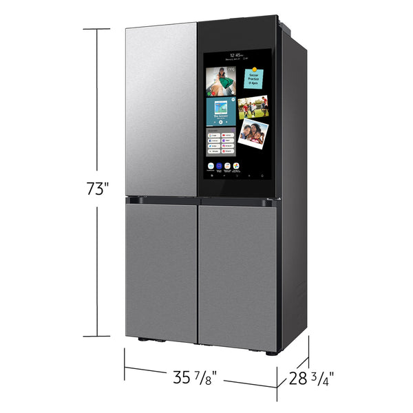 Samsung Bespoke Counter-Depth Family Hub 22.5-cu ft 4 -Door Smart Compatible French Door Refrigerator with Dual Ice Maker with Water Dispenser and Door within Door ( Stainless steel ) ENERGY STAR Certified