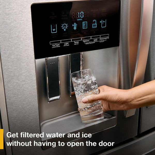 Whirlpool Standard-Depth 24.5-cu ft 4 -Door French Door Refrigerator with Ice Maker with Water and Ice Dispenser ( Black ) ENERGY STAR Certified