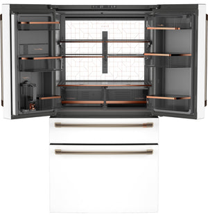 Cafe Counter-Depth 23.2-cu ft 4 -Door Smart Compatible French Door Refrigerator with Ice Maker with Water Dispenser ( Matte White ) ENERGY STAR Certified