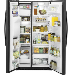 GE 21.9-cu ft Counter-Depth Side-by-Side Refrigerator with Ice Maker ,Water and Ice Dispenser ( Black )