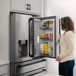 ZLINE KITCHEN & BATH Counter-Depth 21.6-cu ft 4 -Door French Door Refrigerator with Ice Maker with Water Dispenser ( Fingerprint Resistant Stainless Steel with Matte Black accent Handles ) ENERGY STAR Certified