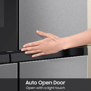 Samsung Bespoke Standard-Depth Beverage Center 28.6-cu ft 4 -Door Smart Compatible French Door Refrigerator with Dual Ice Maker with Water Dispenser and Door within Door ( Stainless steel ) ENERGY STAR Certified
