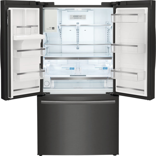 Frigidaire Gallery Counter-Depth 22.6-cu ft 3 -Door French Door Refrigerator with Dual Ice Maker with Water and Ice Dispenser ( Fingerprint Resistant Black Stainless Steel ) ENERGY STAR Certified