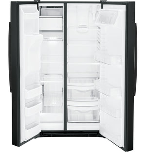 GE 25.3-cu ft Side-by-Side Refrigerator with Ice Maker ,Water and Ice Dispenser ( Black ) ENERGY STAR Certified