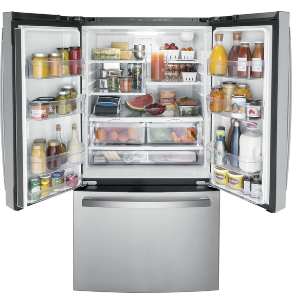 GE Counter-Depth 21.9-cu ft 3 -Door French Door Refrigerator with Ice Maker with Water Dispenser ( Stainless Steel ) ENERGY STAR Certified