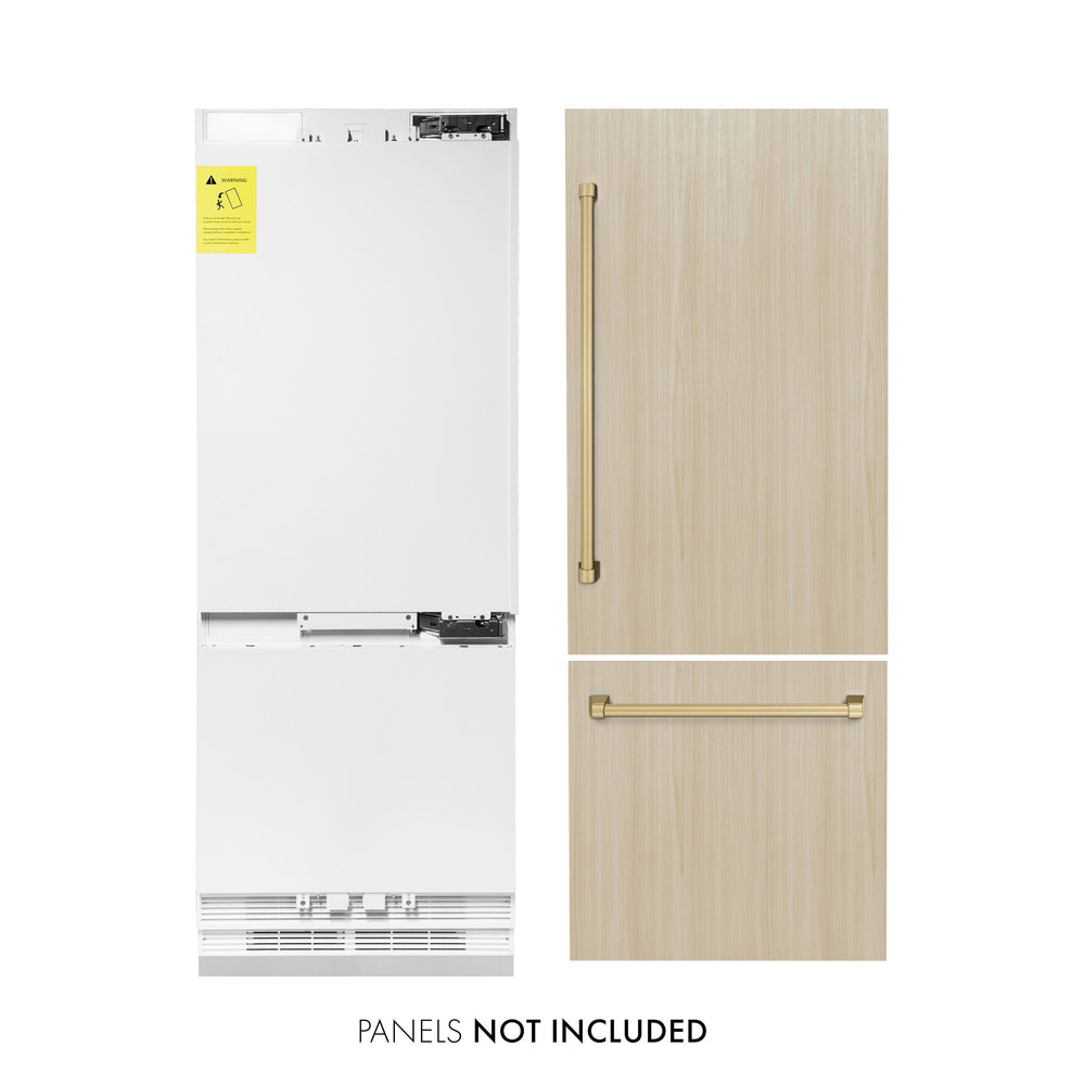 ZLINE KITCHEN & BATH 16.1-cu ft Counter-Depth Built-In Bottom-Freezer Refrigerator with Ice Maker ( Panel-Ready ) ENERGY STAR Certified