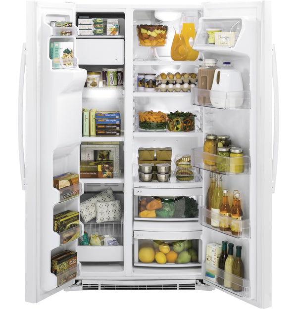 GE 21.9-cu ft Counter-Depth Side-by-Side Refrigerator with Ice Maker ,Water and Ice Dispenser ( White )