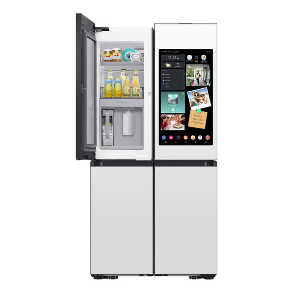 Samsung Bespoke Counter-Depth Family Hub 22.5-cu ft 4 -Door Smart Compatible French Door Refrigerator with Dual Ice Maker with Water Dispenser and Door within Door ( White Glass ) ENERGY STAR Certified